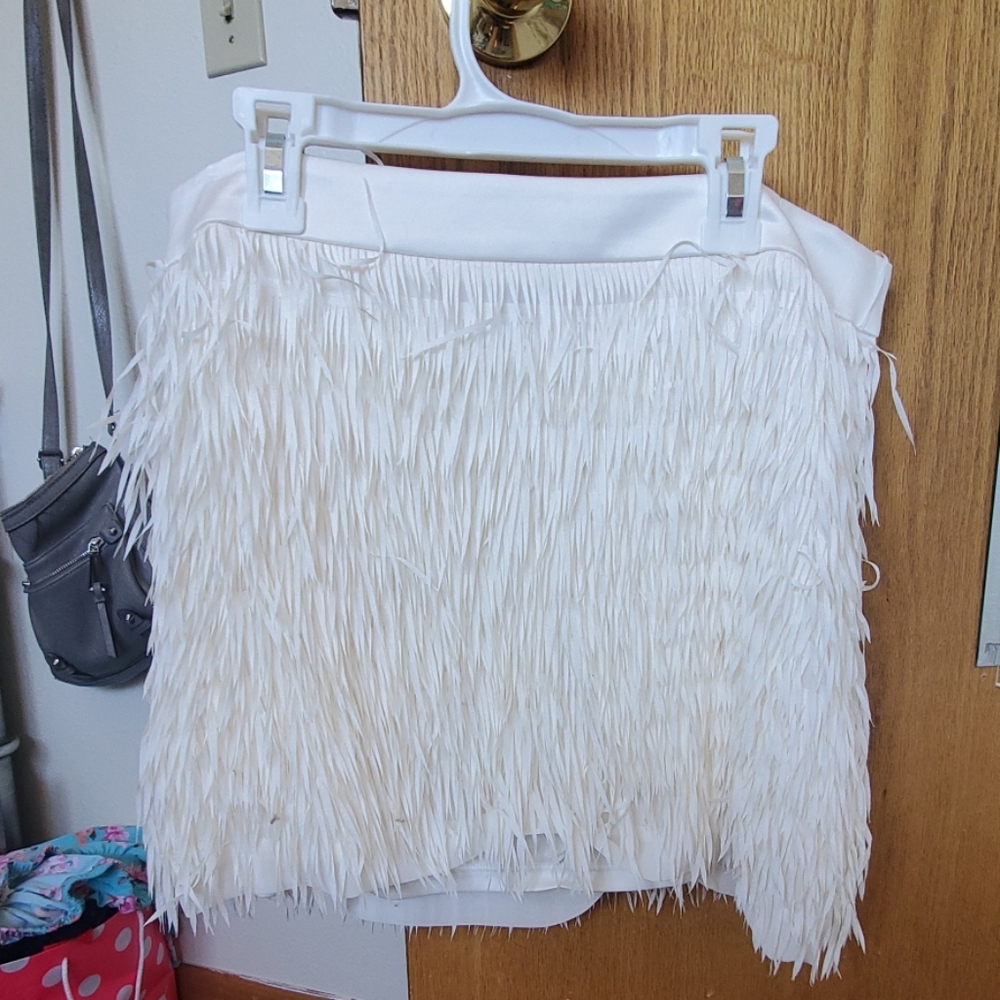 Cream Fringe skirt